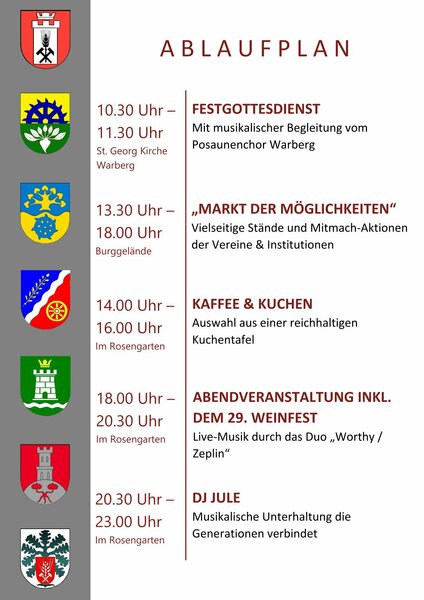 Ablaufplan Jubiläum 55 Jahrfeier