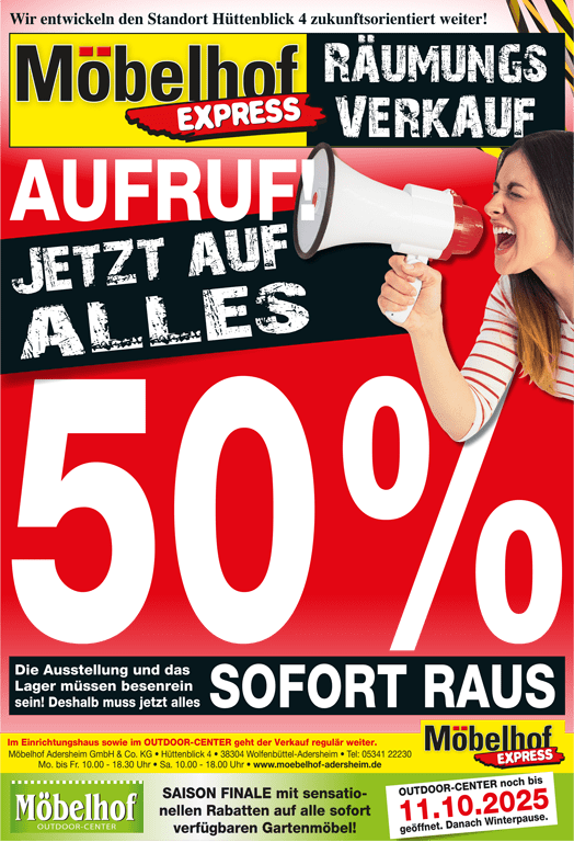 Möbelhof Adersheim aktuelle Anzeige_Oktober_50%