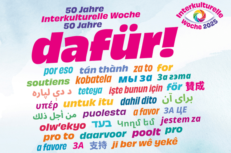 Motto von 50 Jahre Interkulturelle Woche: dafür!
