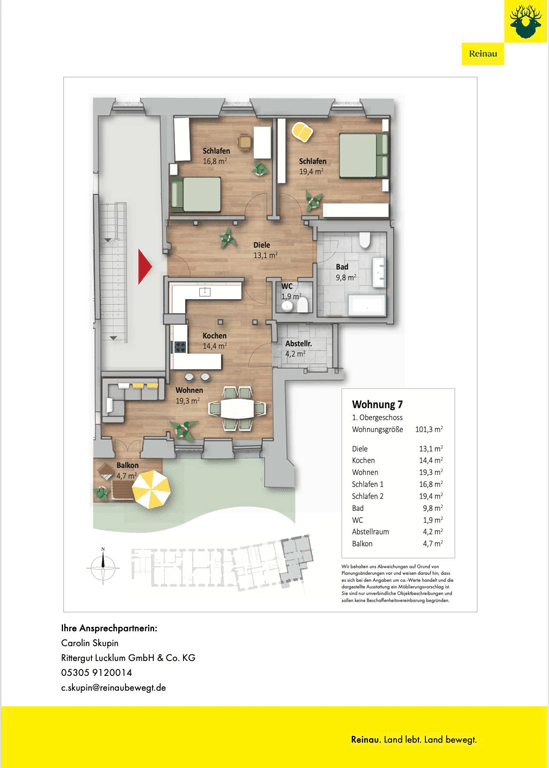 Grundriss der Wohnung 7 am Gutspark