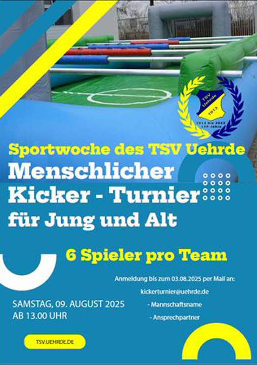 Ankündigung Kickerturnier Sportwoche TSV Uehrde